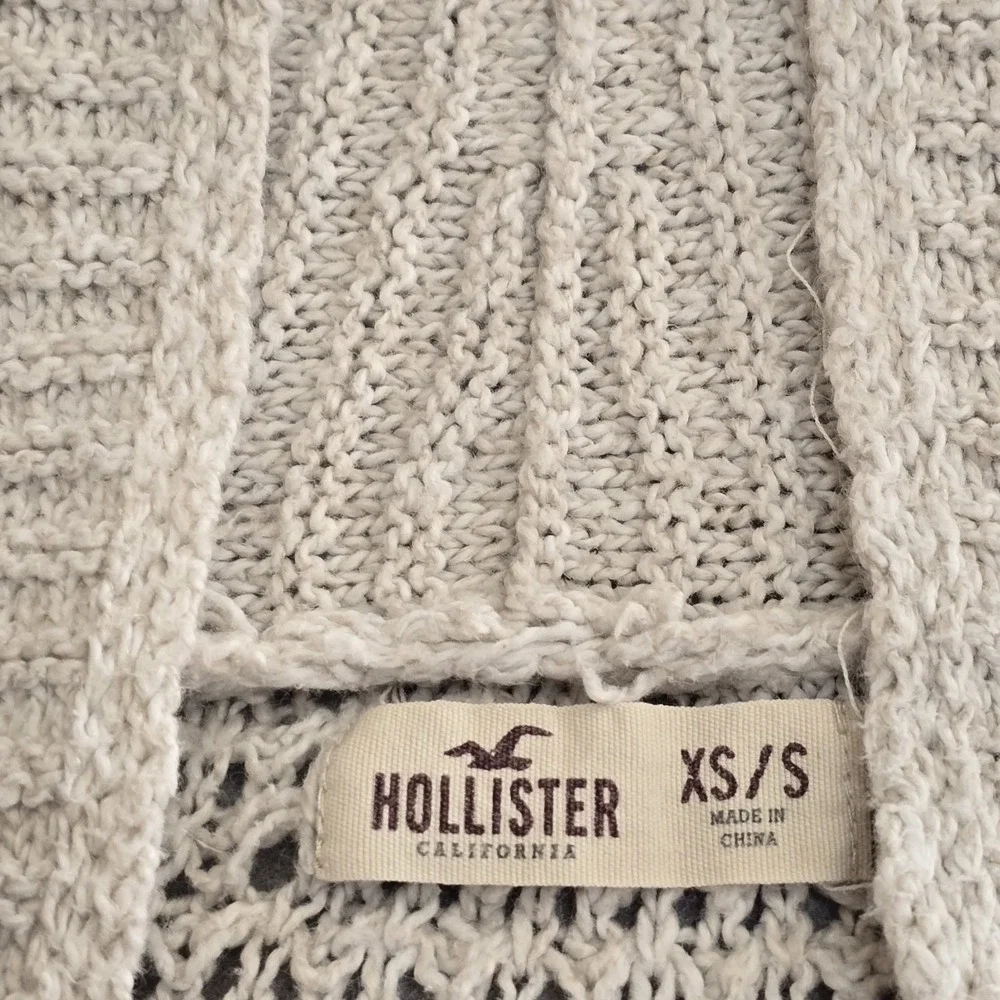 Hollister Cardigan Womens XS/S Beige Open‎ Front Cocoon Chunky Knit Shawl Collar